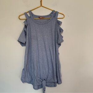 SJS Sky Blue Cold Shoulder Blouse Size Large